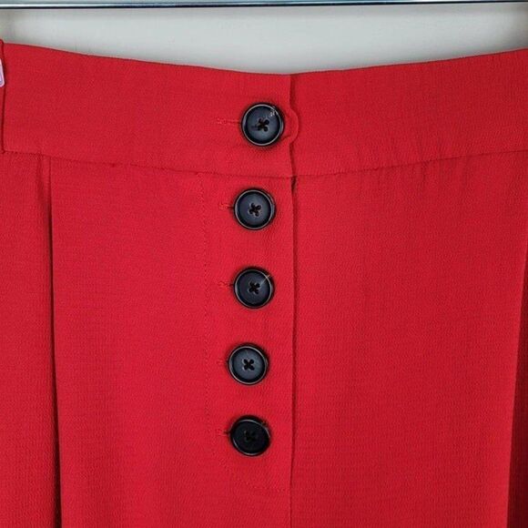 A.L.C. Size 8 Russel Cropped Button Fly Crepe Pants Trousers Red - Picture 8 of 12
